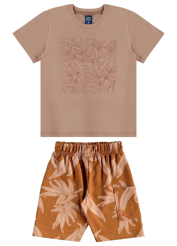 Bee Loop - Conjunto Camiseta e Bermuda Menino Marrom