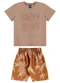 Bee Loop - Conjunto Camiseta e Bermuda Menino Bege - variação: Marrom