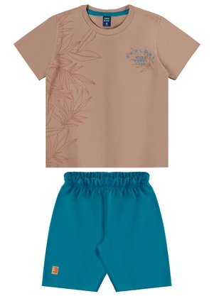 Bee Loop - Conjunto Camiseta e Bermuda Menino Marrom - BEE LOOP