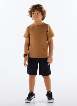 Quimby - Conjunto Camiseta e Bermuda Menino Marrom - QUIMBY