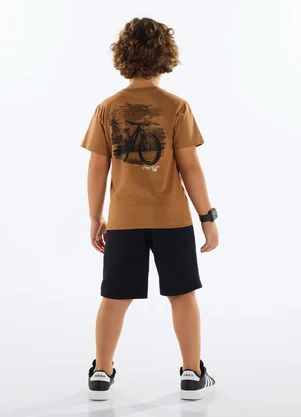 Quimby - Conjunto Camiseta e Bermuda Menino Marrom - QUIMBY