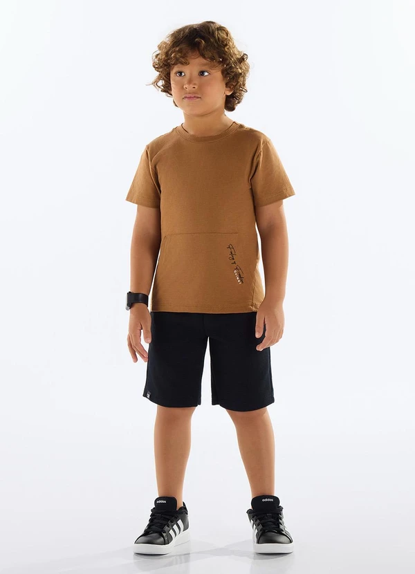 Quimby - Conjunto Camiseta e Bermuda Menino Marrom