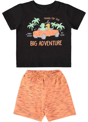 Guloseima - Conjunto Camiseta e Bermuda Menino Preto - GULOSEIMA