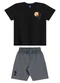 Bee Loop - Conjunto Camiseta e Bermuda Menino Cinza - variação: Preto