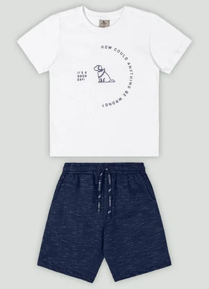 Conjunto Camiseta e Bermuda Menino Quimby Branco - QUIMBY