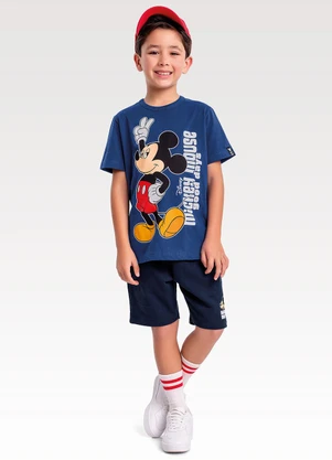 Fakini Kids - Conjunto Camiseta e Bermuda Mickey Azul - FAKINI KIDS