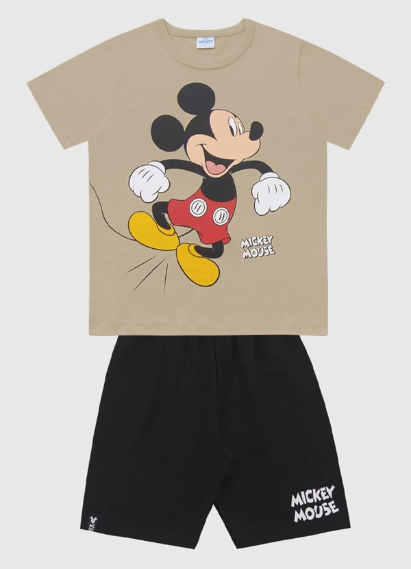 Fakini Kids - Conjunto Camiseta e Bermuda Mickey Bege 5