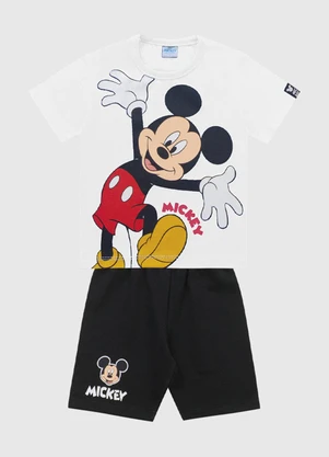 Fakini Kids - Conjunto Camiseta e Bermuda Mickey Branco - FAKINI KIDS