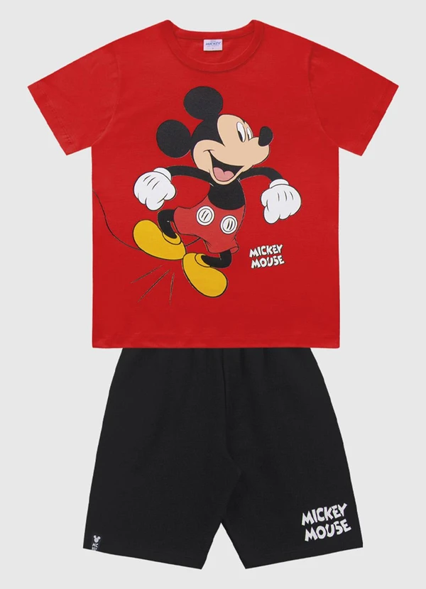 Fakini Kids - Conjunto Camiseta e Bermuda Mickey Laranja