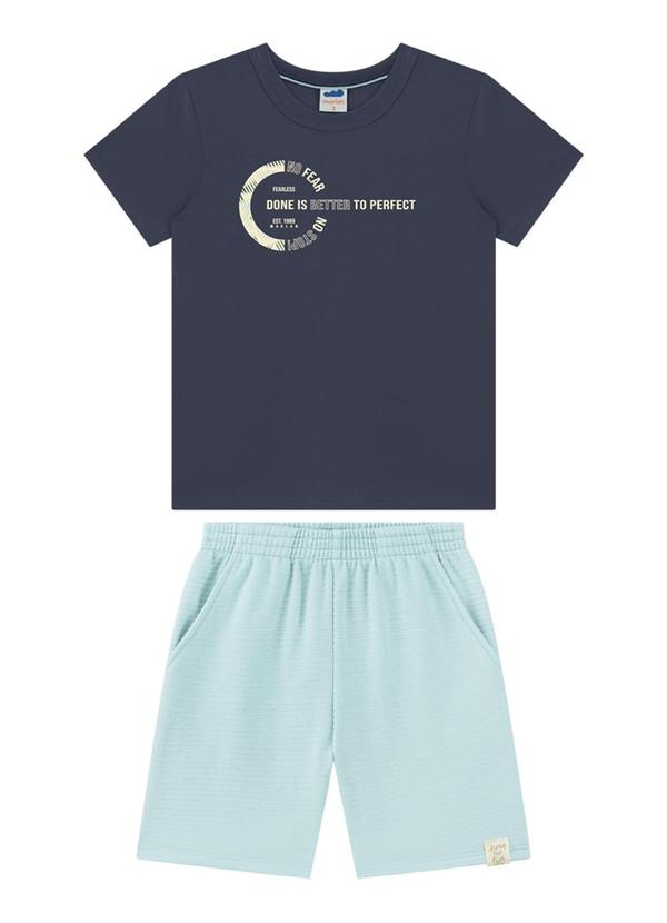 Marlan - Conjunto Camiseta e Bermuda Moletinho Azul Marlan - Conjunto Camiseta e Bermuda Moletinho Azul