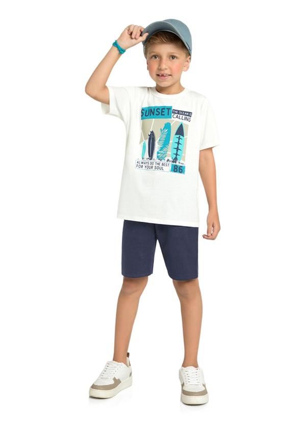 Marlan - Conjunto Camiseta e Bermuda Moletinho Bege