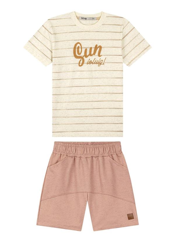 Ioluig - Conjunto Camiseta e Bermuda Moletinho Bege 2
