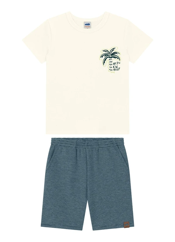 Marlan - Conjunto Camiseta e Bermuda Moletinho Bege 2