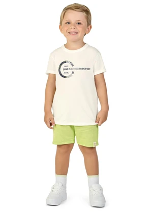 Marlan - Conjunto Camiseta e Bermuda Moletinho Bege - MARLAN