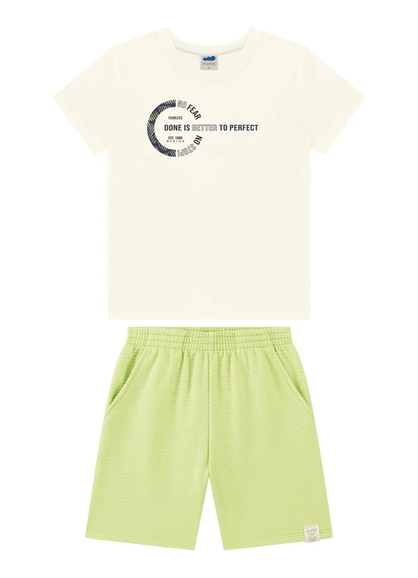 Marlan - Conjunto Camiseta e Bermuda Moletinho Bege 2