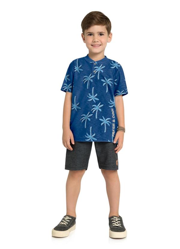 Marlan - Conjunto Camiseta e Bermuda Moletinho Jeans Azul 1