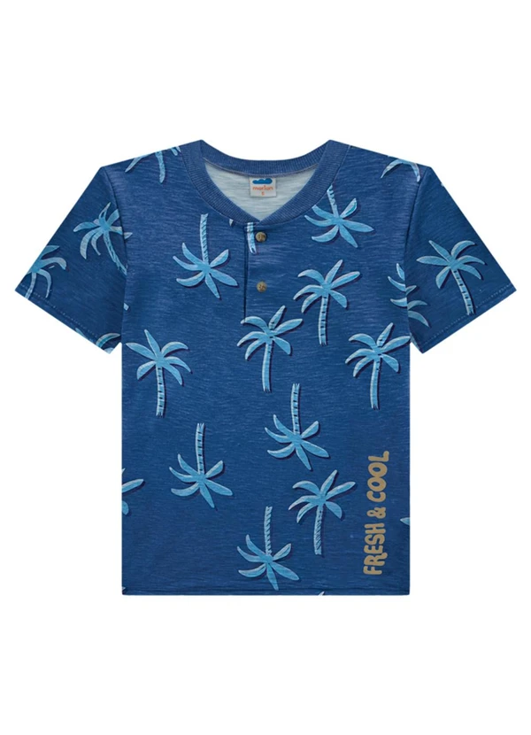 Marlan - Conjunto Camiseta e Bermuda Moletinho Jeans Azul 2