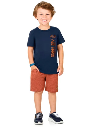 Marlan - Conjunto Camiseta e Bermuda Moletinho Jeans Azul - MARLAN