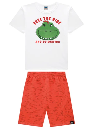 Marlan - Conjunto Camiseta e Bermuda Moletinho Jet Branco - MARLAN