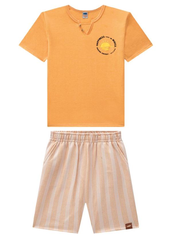 Marlan - Conjunto Camiseta e Bermuda Moletinho Laranja 1