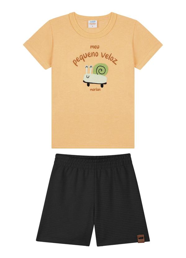 Marlan - Conjunto Camiseta e Bermuda Moletinho Laranja 2