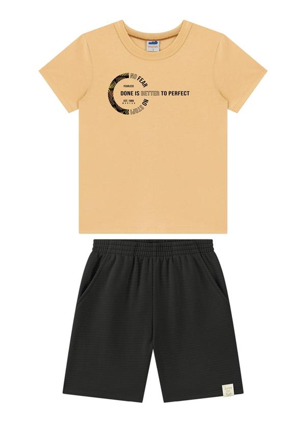 Marlan - Conjunto Camiseta e Bermuda Moletinho Laranja