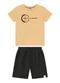 Marlan - Conjunto Camiseta e Bermuda Moletinho Azul - variação: Laranja