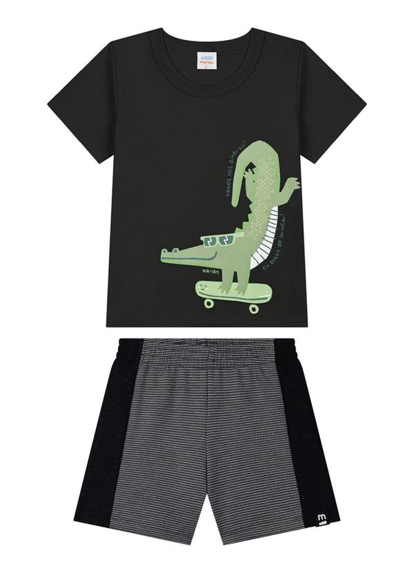 Marlan - Conjunto Camiseta e Bermuda Moletinho Preto 1