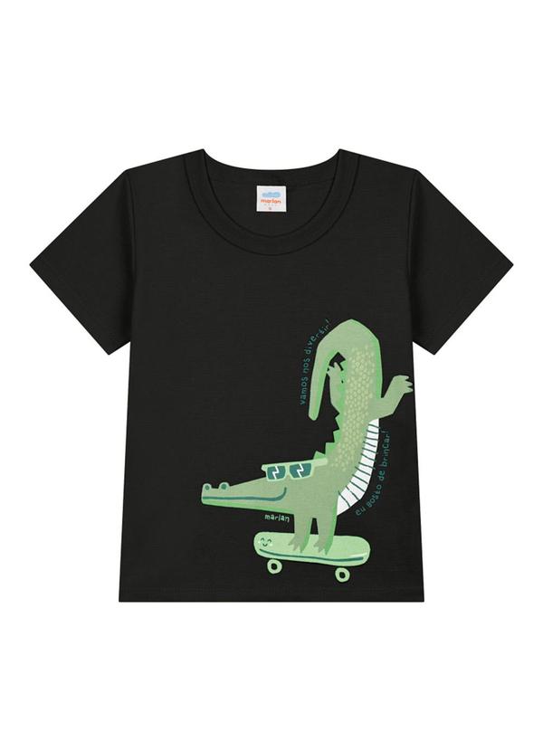 Marlan - Conjunto Camiseta e Bermuda Moletinho Preto 2