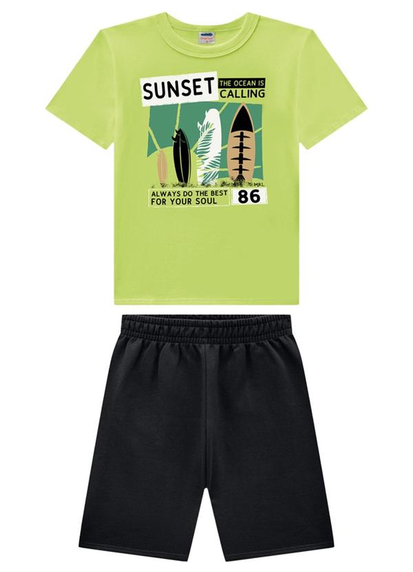 Marlan - Conjunto Camiseta e Bermuda Moletinho Verde