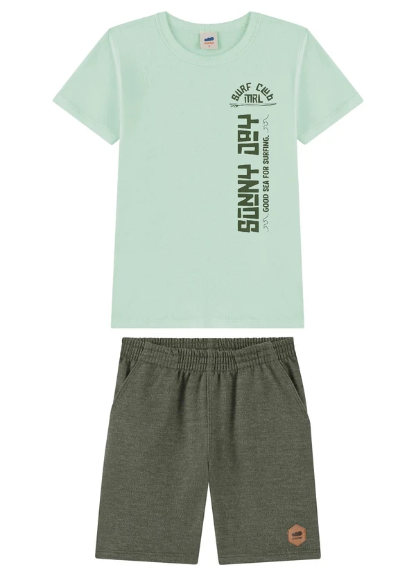 Marlan - Conjunto Camiseta e Bermuda Moletinho Verde