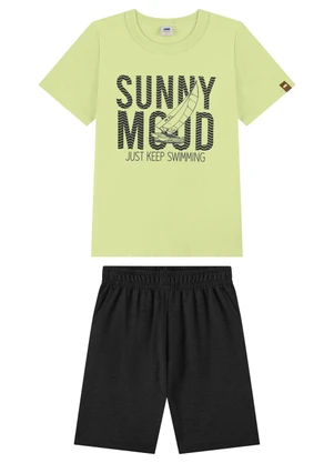 Marlan - Conjunto Camiseta e Bermuda Moletinho Verde - MARLAN