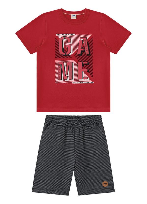 Marlan - Conjunto Camiseta e Bermuda Moletinho Vermelho 2