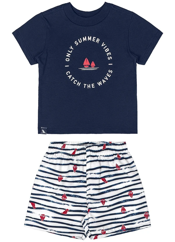Quimby - Conjunto Camiseta e Bermuda para Bebê Azul 2