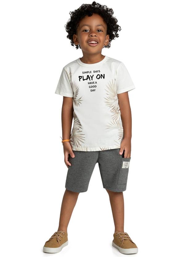 Marlan - Conjunto Camiseta e Bermuda Play On Bege