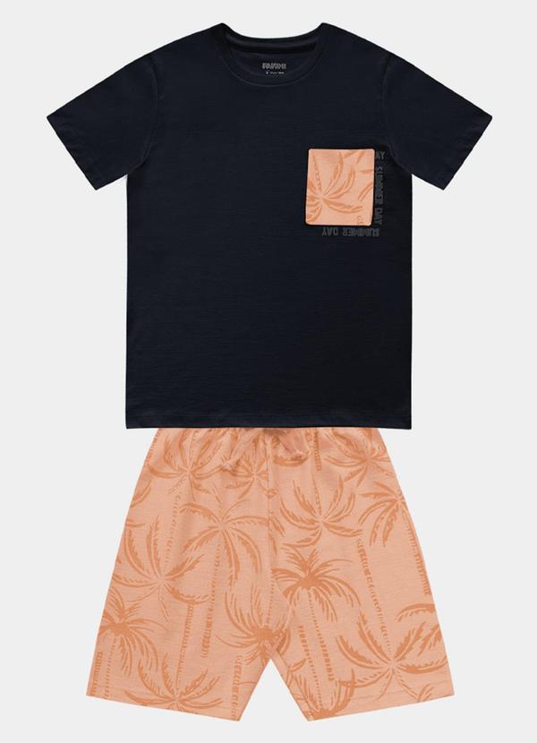 Fakini Kids - Conjunto Camiseta e Bermuda Preto