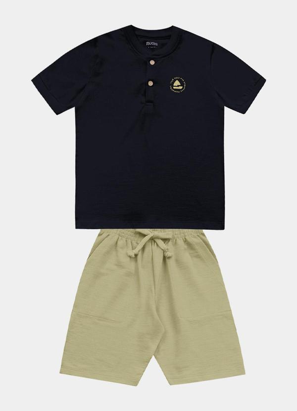 Fakini Kids - Conjunto Camiseta e Bermuda Preto