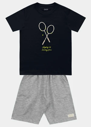 Fakini Kids - Conjunto Camiseta e Bermuda Preto - FAKINI KIDS