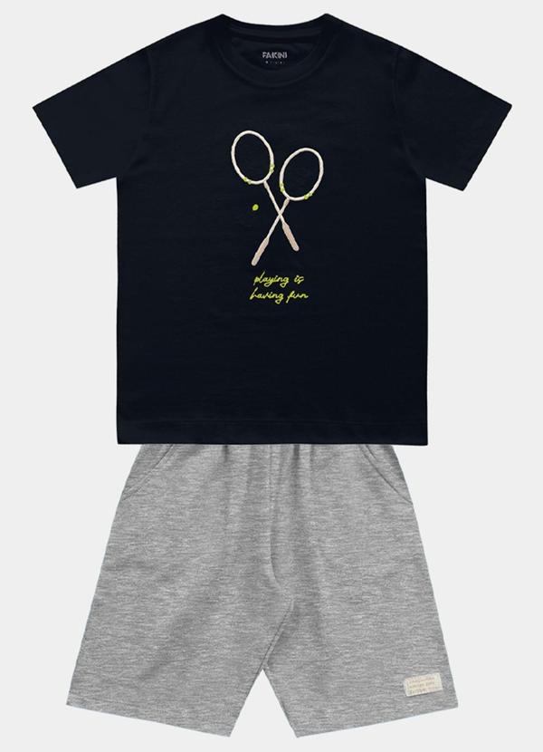 Fakini Kids - Conjunto Camiseta e Bermuda Preto
