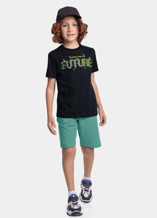 Fakini Kids - Conjunto Camiseta e Bermuda Preto