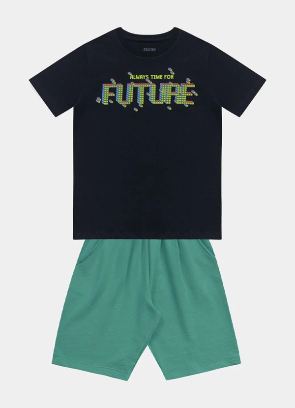 Fakini Kids - Conjunto Camiseta e Bermuda Preto 5