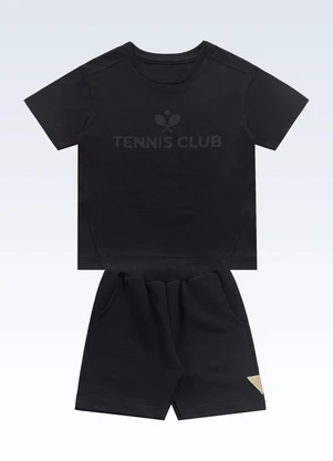 Fakini Kids - Conjunto Camiseta e Bermuda Preto - FAKINI KIDS