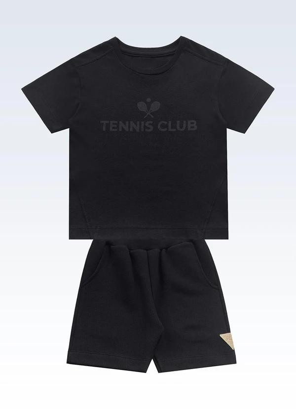 Fakini Kids - Conjunto Camiseta e Bermuda Preto