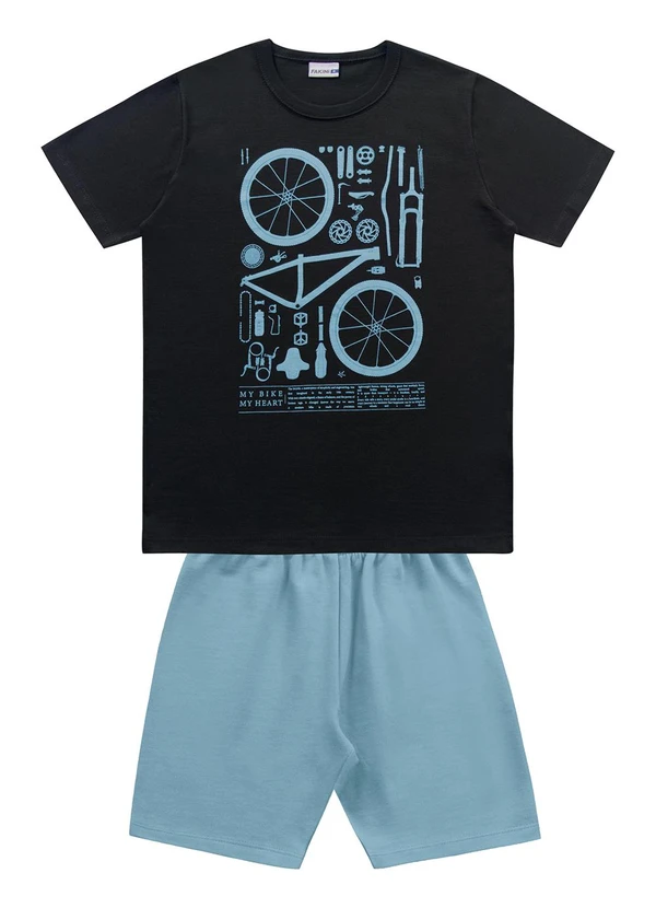 Fakini Kids - Conjunto Camiseta e Bermuda Preto