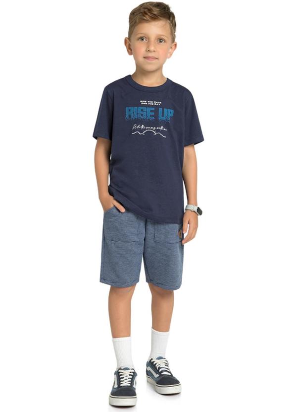 Marlan - Conjunto Camiseta e Bermuda Quadriculado Azul