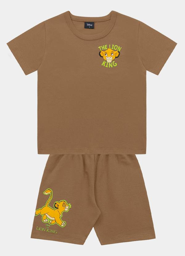 Fakini Kids - Conjunto Camiseta e Bermuda Rei Leao Marrom