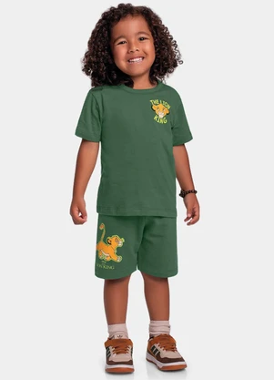 Fakini Kids - Conjunto Camiseta e Bermuda Rei Leao Verde - FAKINI KIDS