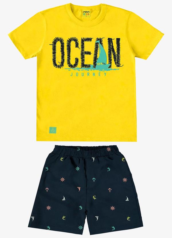 Rovi Kids - Conjunto Camiseta e Bermuda Amarelo