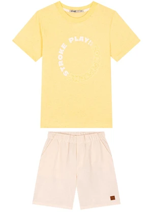 Ioluig - Conjunto Camiseta e Bermuda Sarja Amarelo - IOLUIG
