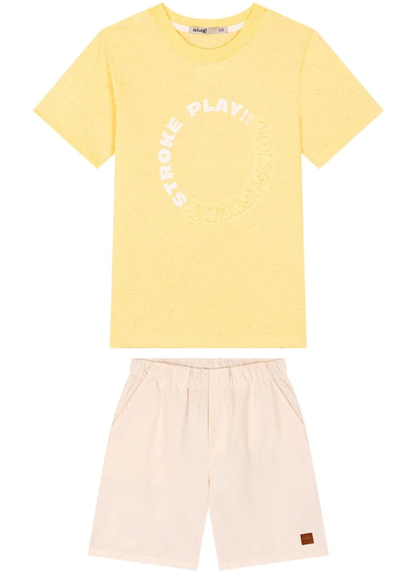 Ioluig - Conjunto Camiseta e Bermuda Sarja Amarelo 1